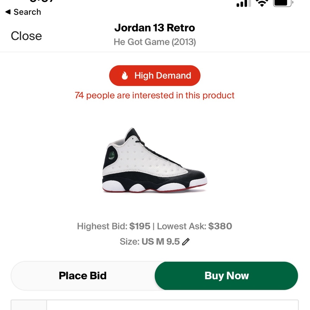 AIR JORAN 13 RETRO SIZE 9.5 HE GOT GAME(NO BOX)